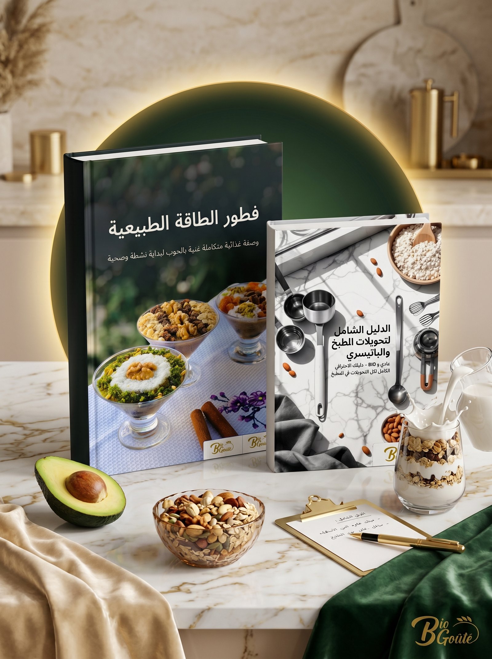 مكونات طبيعية: أفوكادو، شوفان، مكسرات